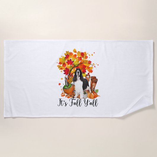 Es ist Fall Y'all Springer Spaniel Hund Halloween Strandtuch (Vorderseite)