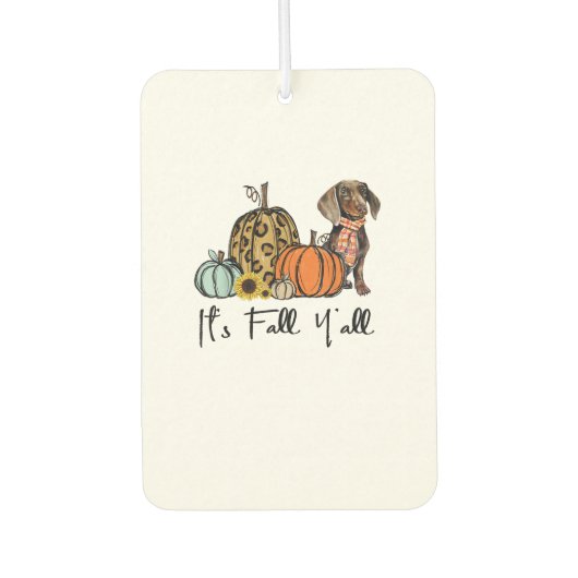 Es ist Fall Y'all Yellow Dackel Dog Leopard Pumpk Autolufterfrischer (Vorderseite)