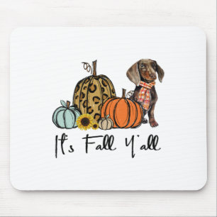 Es ist Fall Y'all Yellow Dackel Dog Leopard Pumpk Mousepad