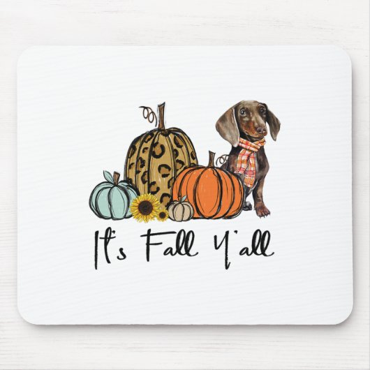 Es ist Fall Y'all Yellow Dackel Dog Leopard Pumpk Mousepad (Vorne)