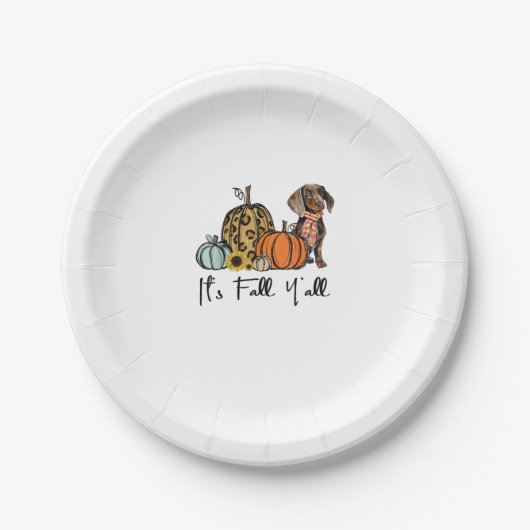 Es ist Fall Y'all Yellow Dackel Dog Leopard Pumpk Pappteller (Vorderseite)