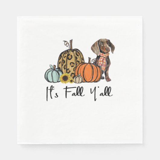 Es ist Fall Y'all Yellow Dackel Dog Leopard Pumpk Serviette (Vorderseite)