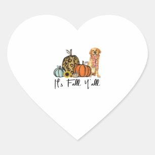 Es ist Fall Y'all Yellow Golden Retriever Dog Leop Herz-Aufkleber