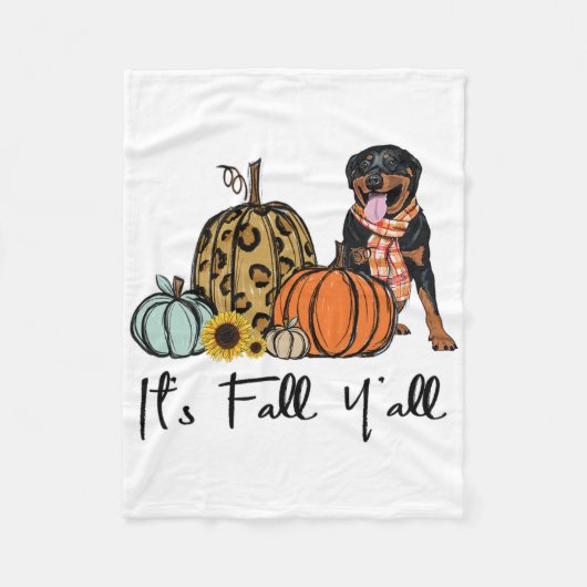 Es ist Fall Y'all Yellow Rottweiler Dog Leopard Pu Fleecedecke (Vorderseite)