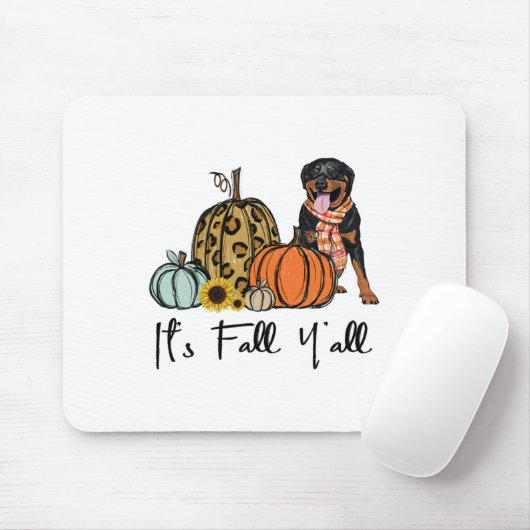 Es ist Fall Y'all Yellow Rottweiler Dog Leopard Pu Mousepad (Mit Mouse)
