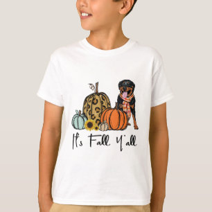 Es ist Fall Y'all Yellow Rottweiler Dog Leopard Pu T-Shirt