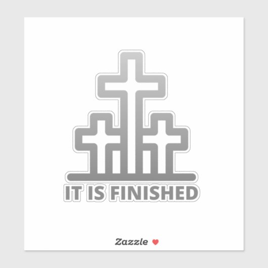 Es ist fertig mit 3 Kreuzen, je geschnitten, Vinyl Aufkleber (Blatt)