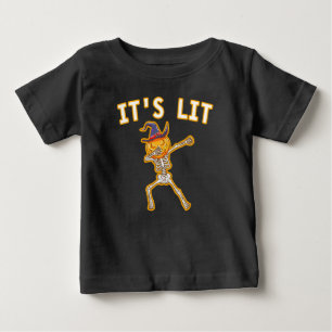 ES IST FEUER - DABBING HALLOWEEN-KÜRBIS-SKELETT BABY T-SHIRT