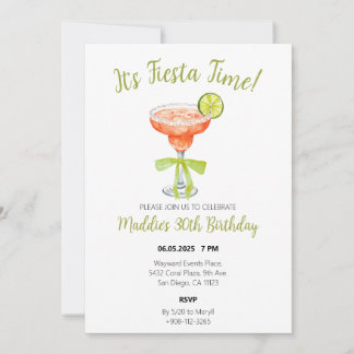 Es ist Fiesta Time Watercolor Strawberry Margarita Save The Date