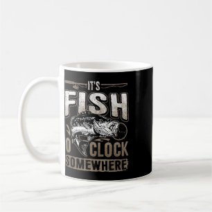 Es ist Fisch-Uhr irgendwo-lustiges Fischen Kaffeetasse