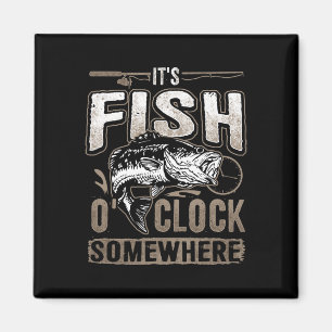 Es ist Fisch-Uhr irgendwo-lustiges Fischen  Magnet