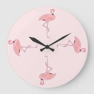 Es ist Flamingo-Zeit Große Wanduhr