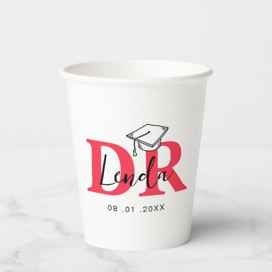 Es ist Frau Dr., eigentlich Phd Abschluss Pappbecher (Rückseite)