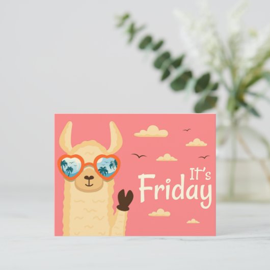 Es ist Freitag Llama Postkarte (Stehend Vorderseite)
