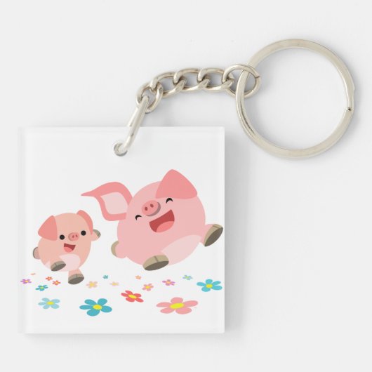 Es ist Frühling!! 2 Niedlicher Cartoon Schweine Ak Schlüsselanhänger (Rückseite)