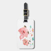 Es ist Frühling! - Zwei Niedliche Cartoon Schweine Gepäckanhänger (Vorderseite vertikal)