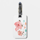 Es ist Frühling! - Zwei Niedliche Cartoon Schweine Gepäckanhänger (Rückseite vertikal)