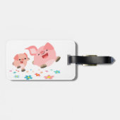 Es ist Frühling! - Zwei Niedliche Cartoon Schweine Gepäckanhänger (Rückseite horizontal)