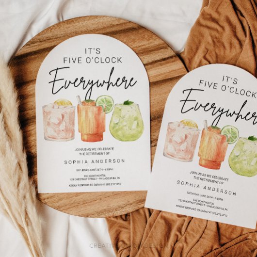 Es ist fünf Uhr überall im Party für das Ruhestand Einladung