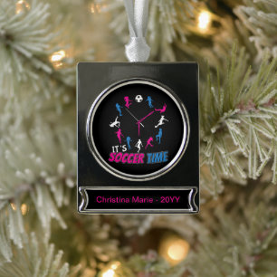 Es ist Fußball-Time-Girls-Fußball-Zitat Banner-Ornament Silber
