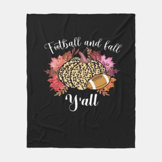 Es ist Fußball und Fall Y’all Pumpkin Leopard Autu Fleecedecke (Vorderseite)