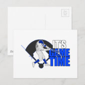 Es ist Game Time - Baseball (blau) Postkarte (Vorne/Hinten)