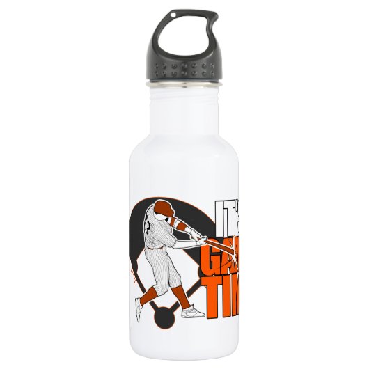 Es ist Game Time - Baseball (Orange) Trinkflasche (Vorderseite)