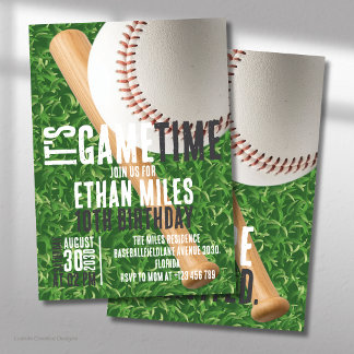 Es ist Game Time Baseball Sport Geburtstag Einladung