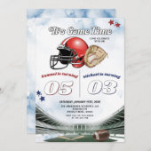 Es ist Game Time Football & Baseball Joint Geburts Einladung (Vorne/Hinten)