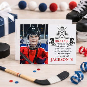 Es ist Game Time Hockey 1. Geburtstag Dankeskarte