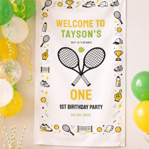 Es ist Game Time Tennis 1. Geburtstag – Lustige Ki Banner