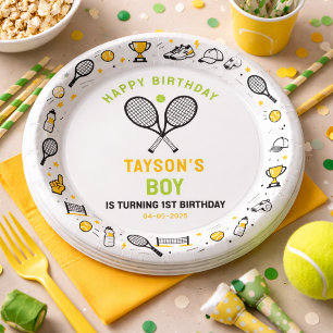 Es ist Game Time Tennis 1. Geburtstag – Lustige Ki Pappteller