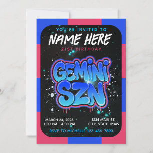 Es ist Gemini-Saison Zodiac Geburtstagseinladung Einladung