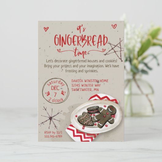 Es ist Gingerbread House Time Einladung (Stehend Vorderseite)