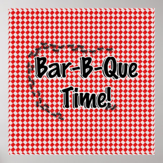 Es ist GRILLEN Time! Rotes Tischtuch mit Anten Poster