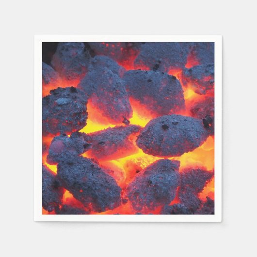 Es ist GRILLEN Zeit, warme Grillkohlen rot-schwarz Serviette (Vorderseite)