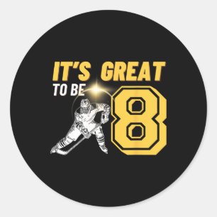 Es ist großartig, acht zu sein Jungen Eishockey 8. Runder Aufkleber