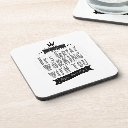 Es ist großartig mit dir zu arbeiten, Happy Boss's Getränkeuntersetzer (Linke Seite)