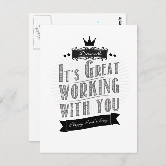 Es ist großartig mit dir zu arbeiten, Happy Boss's Postkarte (Vorne/Hinten)