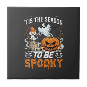 Es ist gruselige Halloween-Kürbis-Geister-Zeit Fliese