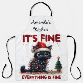 "Es ist gut, alles ist in Ordnung!" Weihnachtskatz Schürze (Vorderseite)