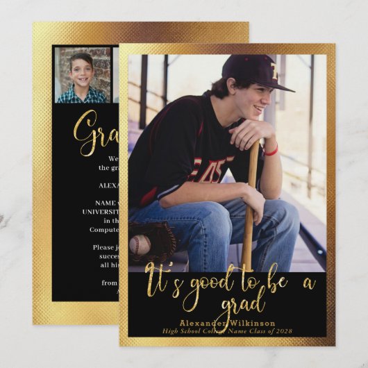 ES IST GUT, EIN GRAD Gold Script 4 Foto Grad zu SE Ankündigung (Vorne/Hinten)