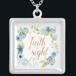 Es ist gut - gehen durch den Glauben nicht durch d Versilberte Kette<br><div class="desc">Es ist gut,  dass ich von Studio W. eine wunderschöne Blumengrenze mit dem Satz "Walk by Faith,  Not by Sight" aufweist.</div>