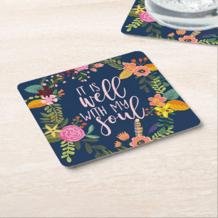 Es ist gut mit meinem Soul, Hymne, Bibel, Zitat Rechteckiger Pappuntersetzer