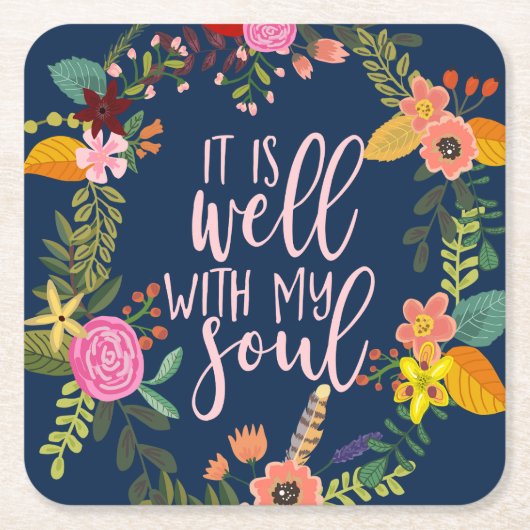 Es ist gut mit meinem Soul, Hymne, Bibel, Zitat Rechteckiger Pappuntersetzer (Vorderseite)