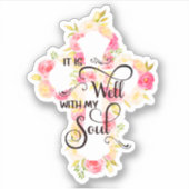 Es ist gut rosa und gelbe Blumenkreuze Aufkleber (Vorderseite)