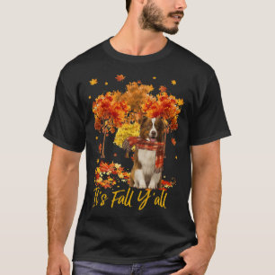Es ist Herbst, Leute Border Collie Hund Baum Kürbi T-Shirt