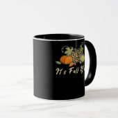 Es ist Herbst Leute! Froher Herbst Leopard Tasse (VorderseiteRechts)