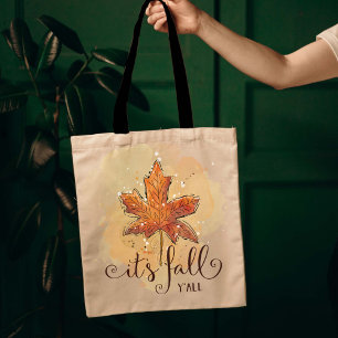 es ist Herbst Leute Wasserfarben-Ahornblatt Tasche