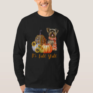 Es ist Herbst, Leute, Yorkie-Hund Leopard Pumpkin T-Shirt
